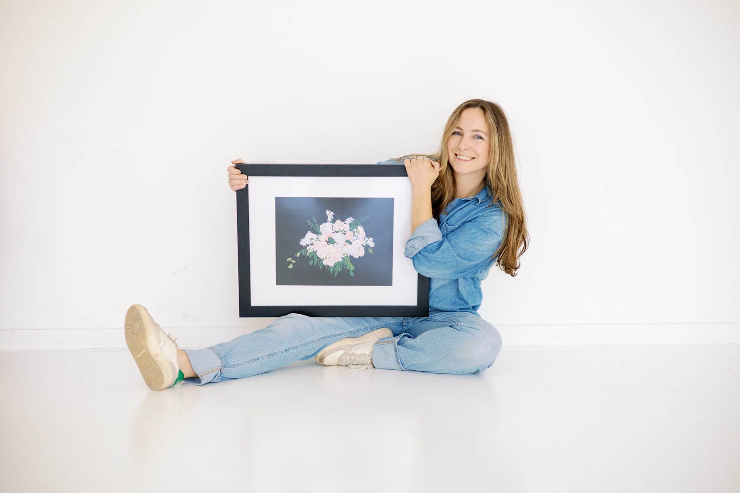 Custom Embroidered Wedding Bouquet Frame-able Artwork