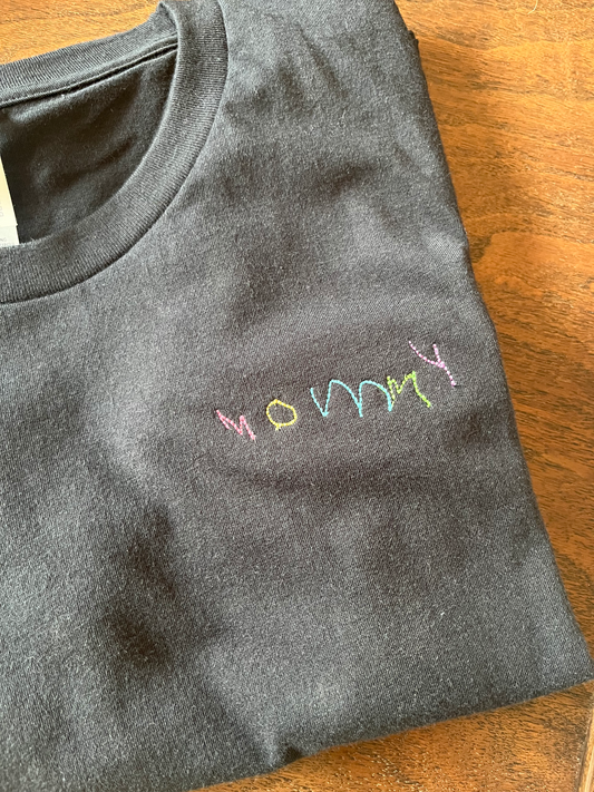 Handwritten Embroidered Short Sleeve T-shirt