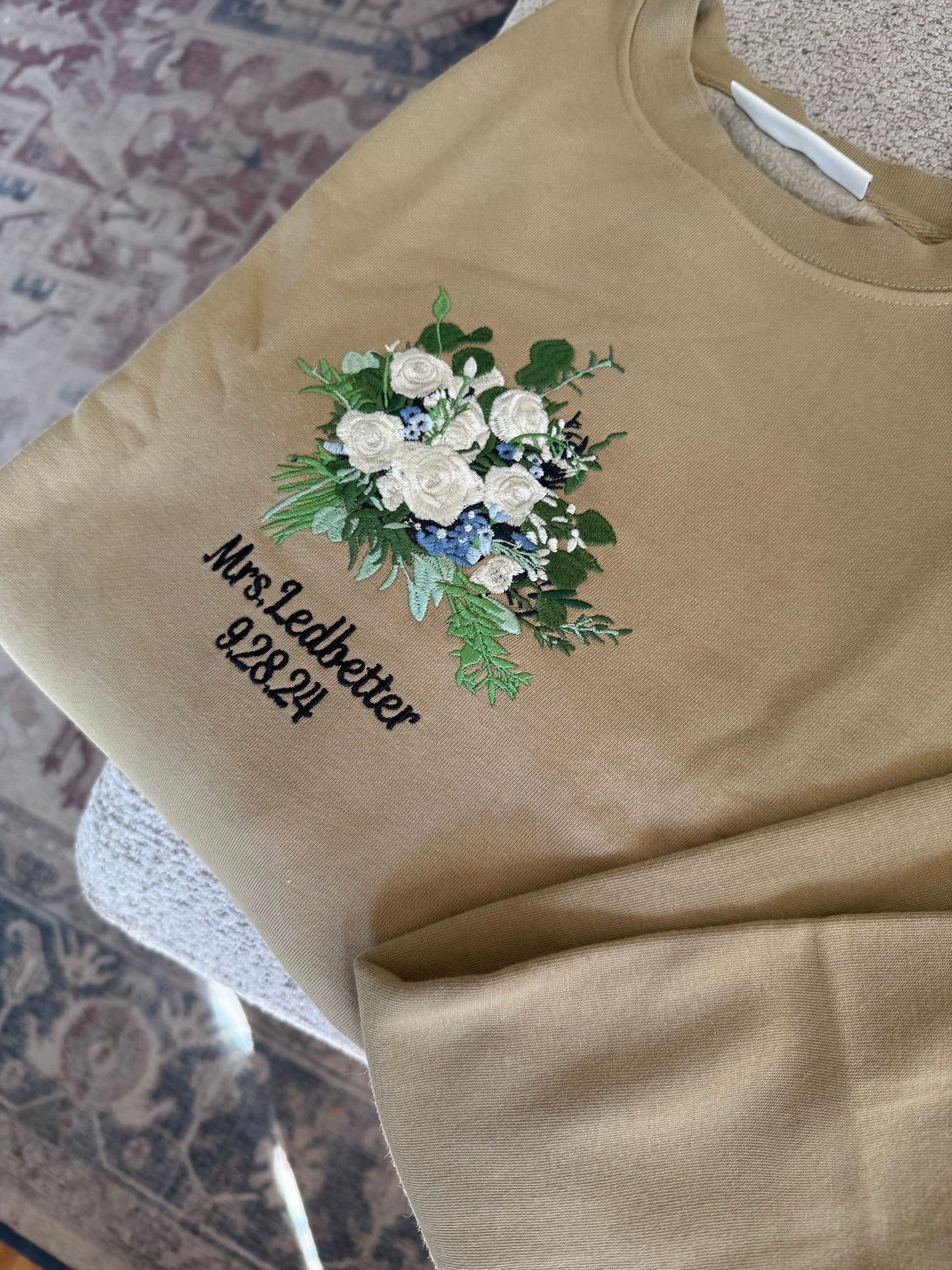 Custom Embroidered Wedding Bouquet Sweatshirt