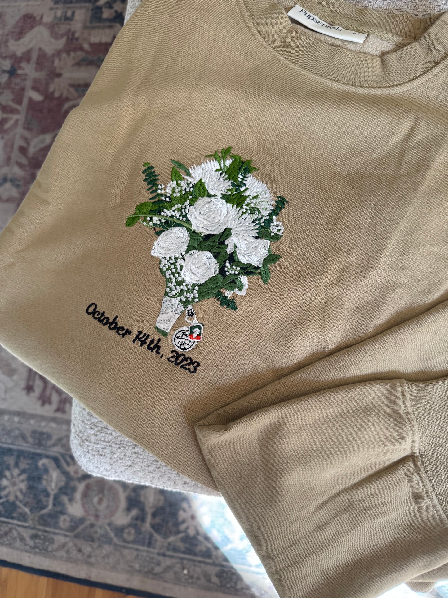 Custom Embroidered Wedding Bouquet Sweatshirt