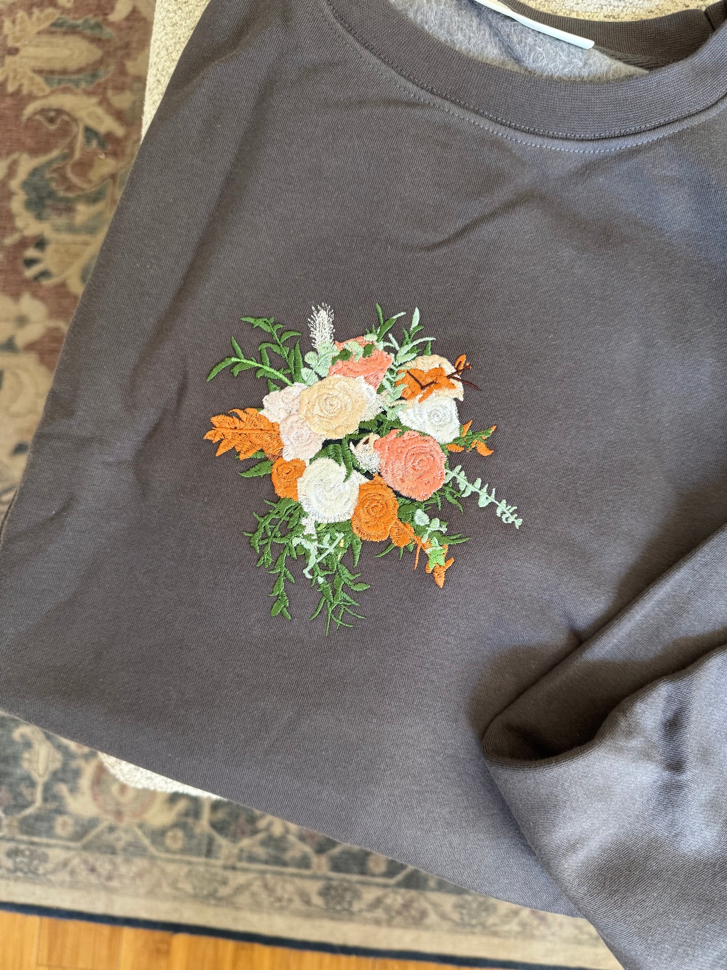 Custom Embroidered Wedding Bouquet Sweatshirt