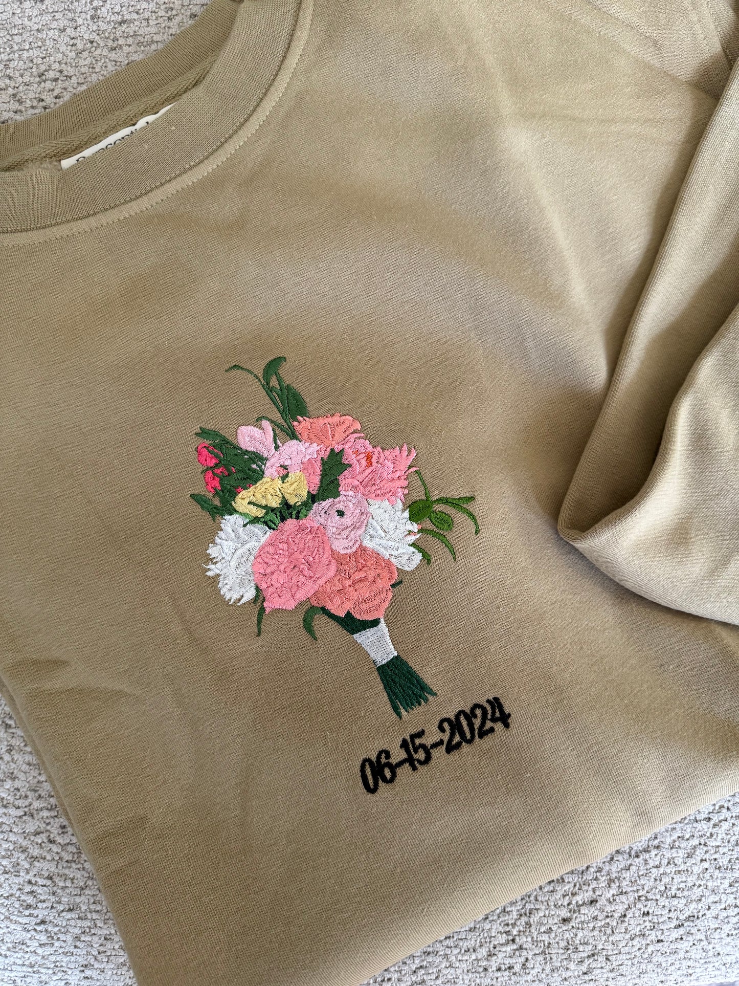 Custom Embroidered Wedding Bouquet Sweatshirt