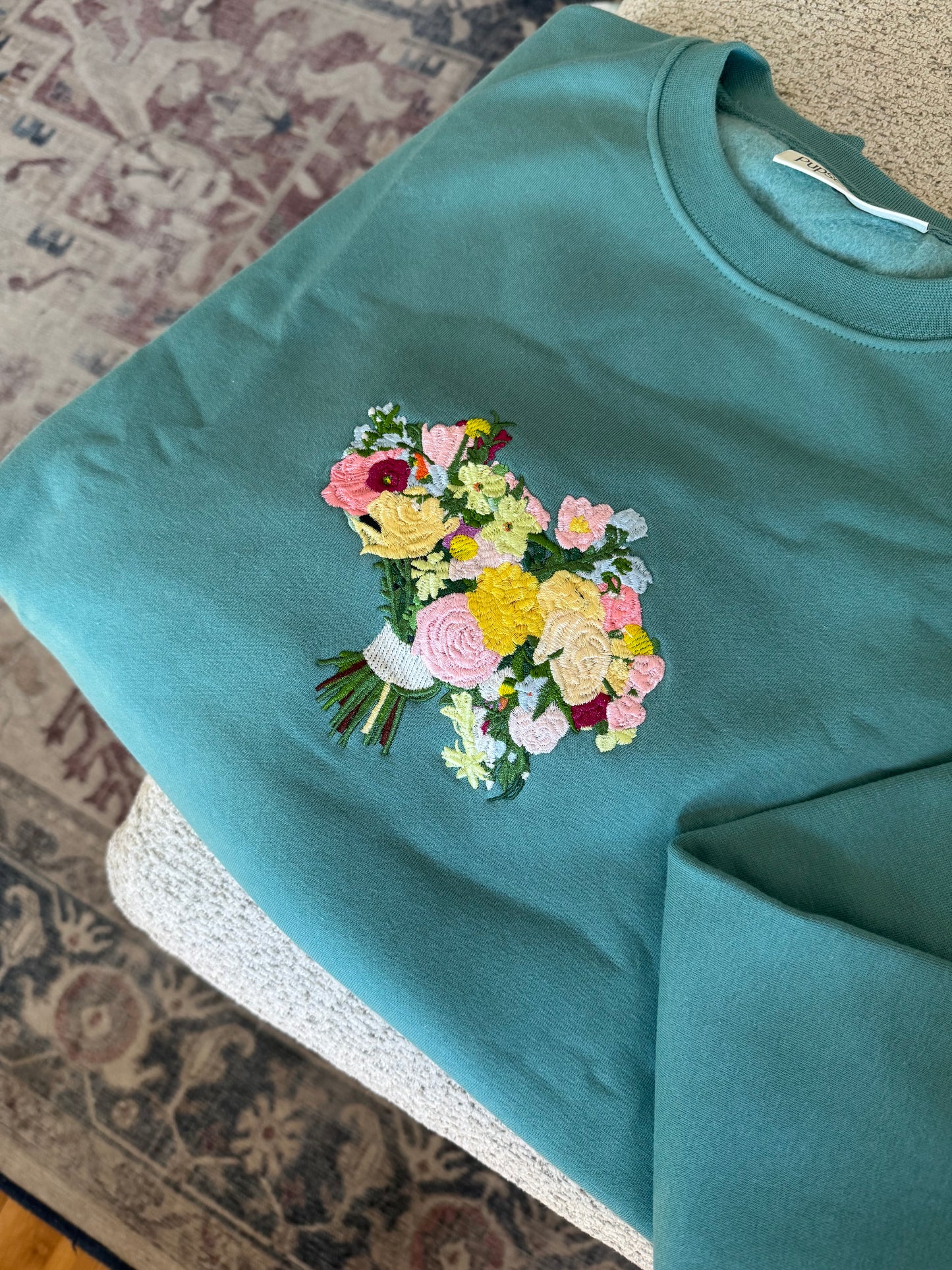 Custom Embroidered Wedding Bouquet Sweatshirt