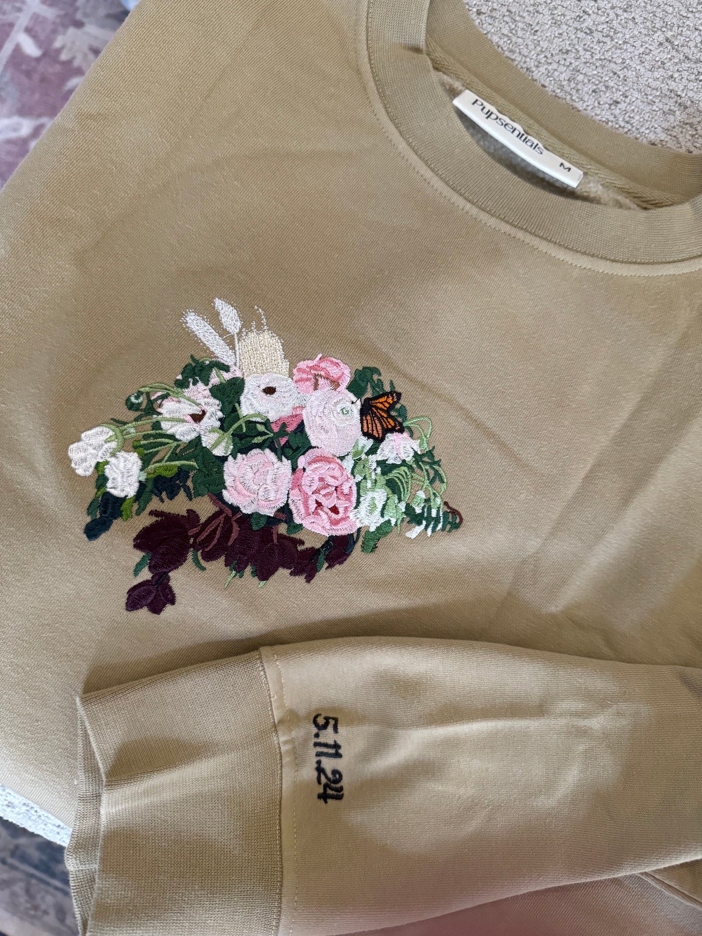 Custom Embroidered Wedding Bouquet Sweatshirt