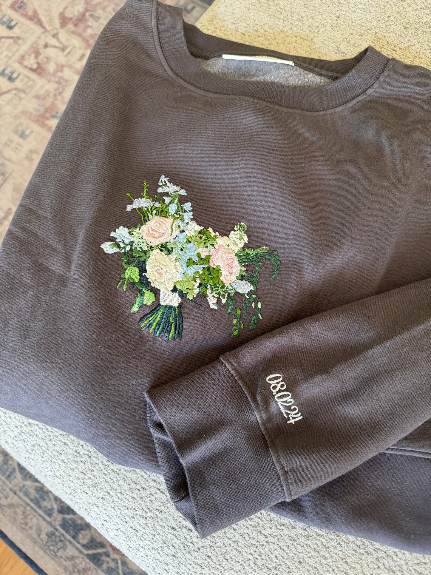 Custom Embroidered Wedding Bouquet Sweatshirt