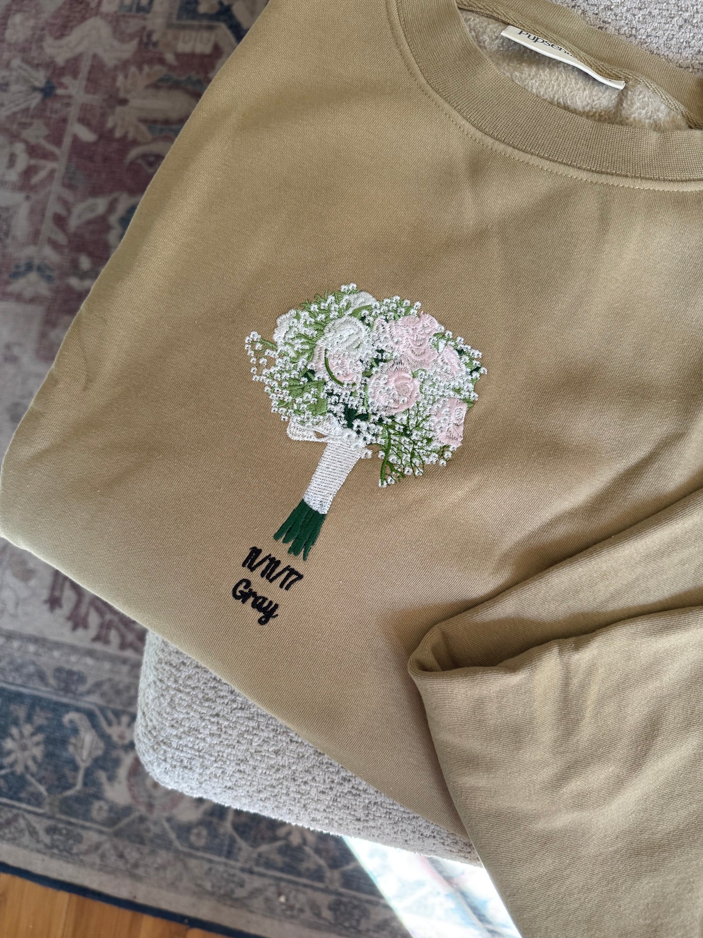 Custom Embroidered Wedding Bouquet Sweatshirt