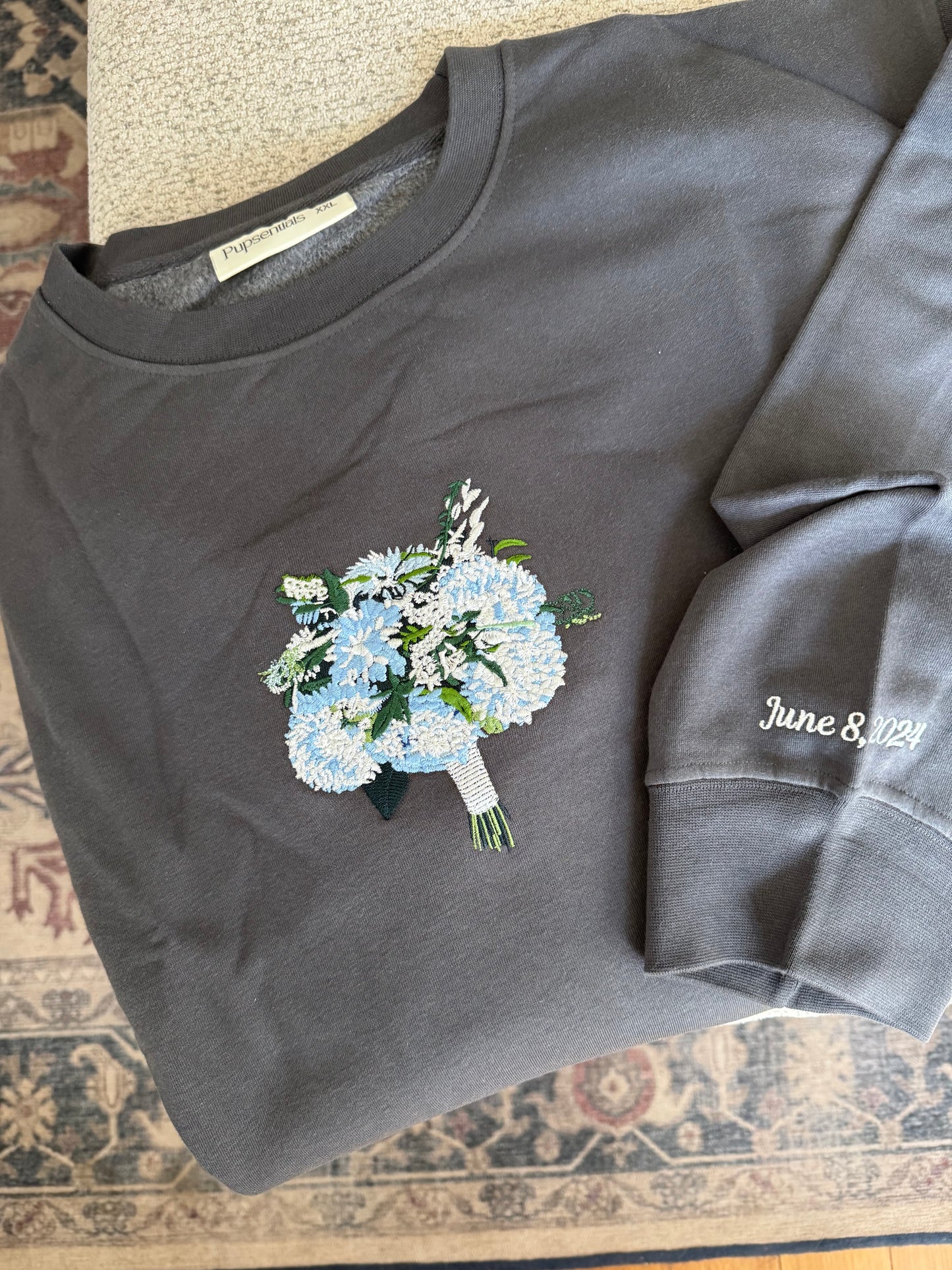 Custom Embroidered Wedding Bouquet Sweatshirt