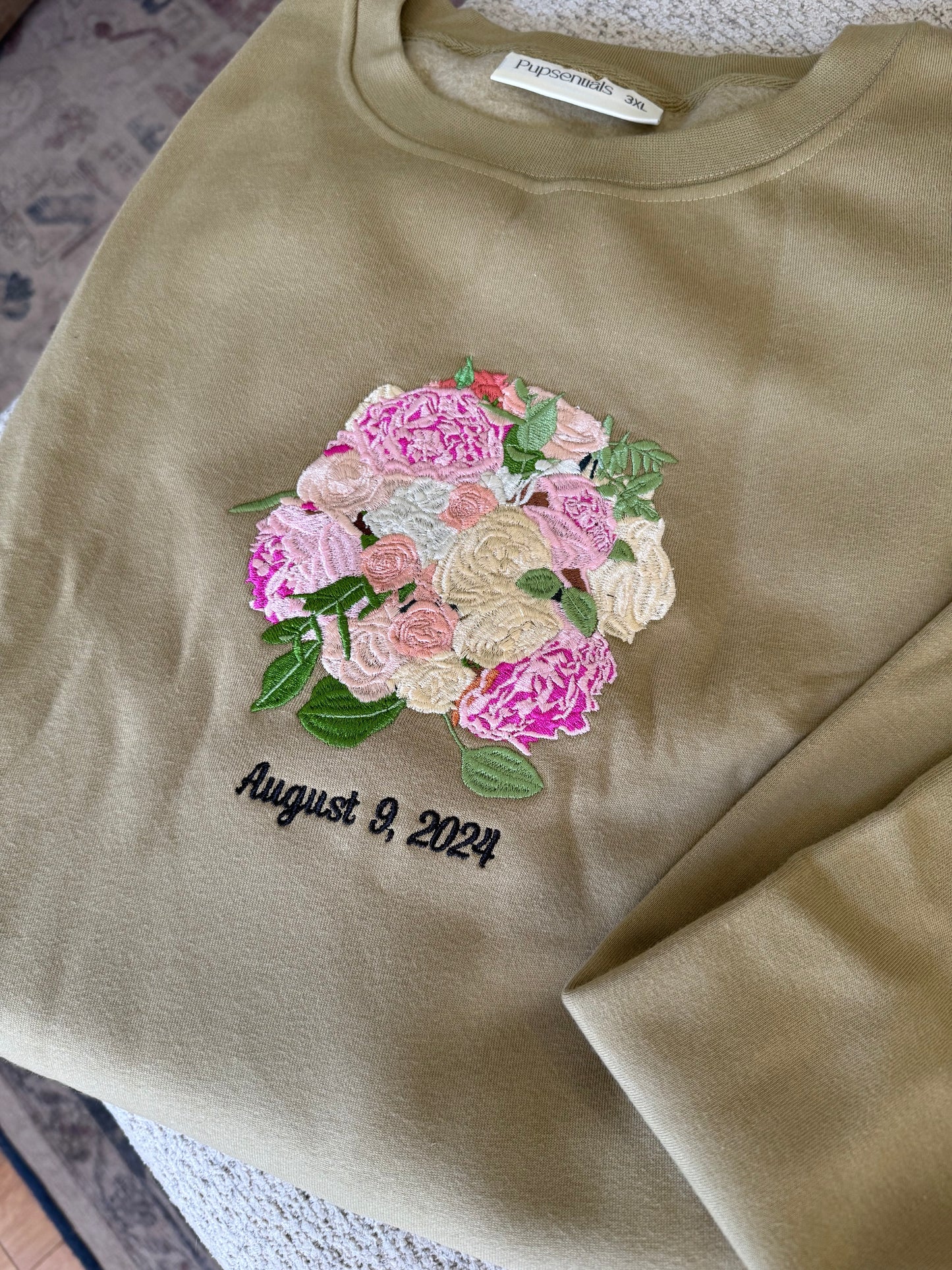 Custom Embroidered Wedding Bouquet Sweatshirt