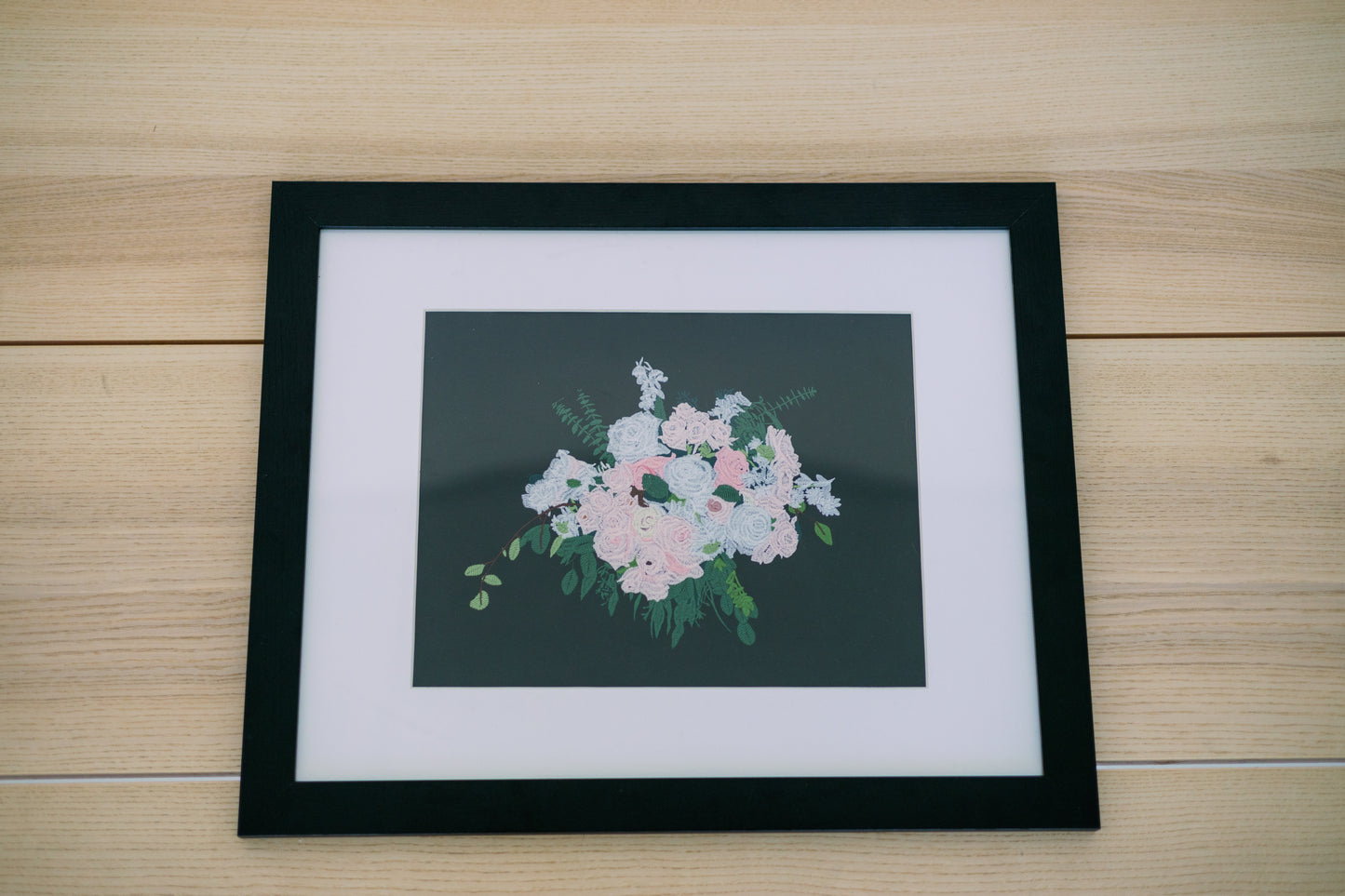 Custom Embroidered Wedding Bouquet Frame-able Artwork