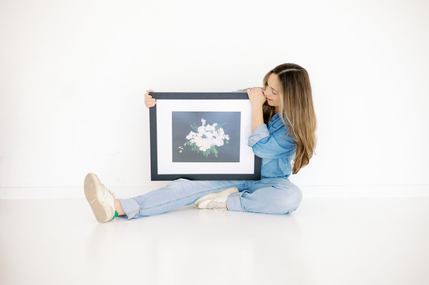 Custom Embroidered Wedding Bouquet Frame-able Artwork