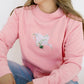 Custom embroidered wedding bouquet crewneck in pink color with white floral design