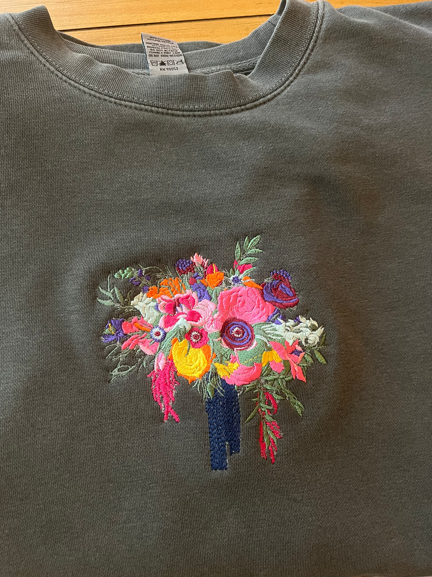 Custom Embroidered Wedding Bouquet Sweatshirt