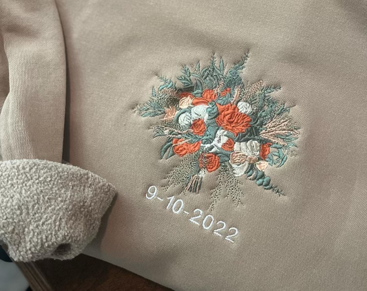 Custom Embroidered Wedding Bouquet Sweatshirt WITH TEXT