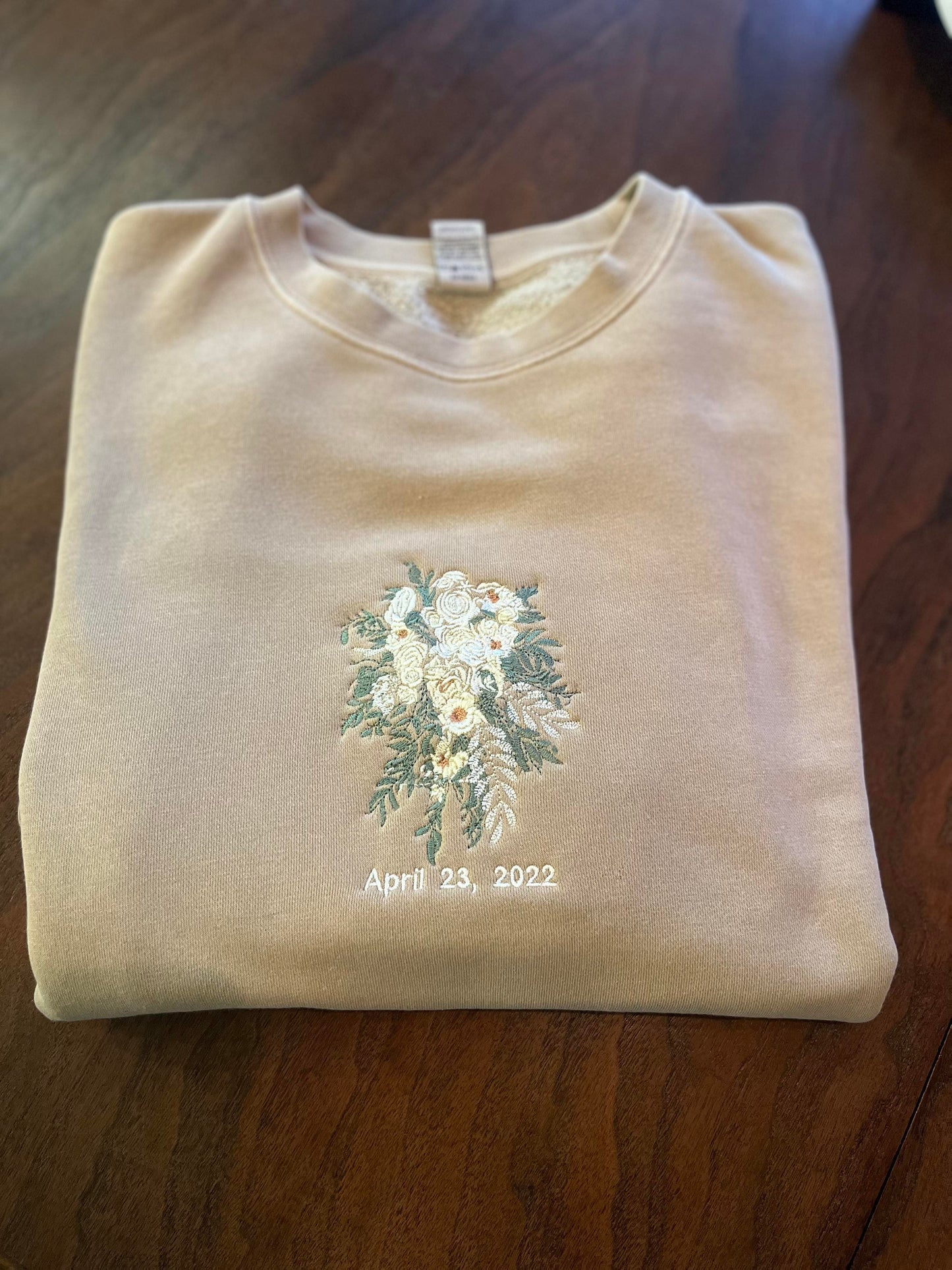 Custom Embroidered Wedding Bouquet Sweatshirt